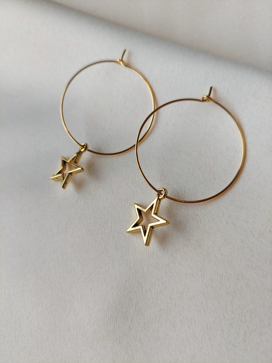 Shooting Star Gold Hoops