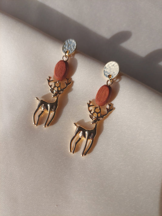 Gold Reindeer Earrings