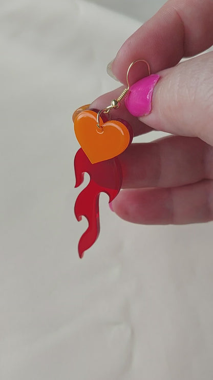 Flaming Heart Earrings