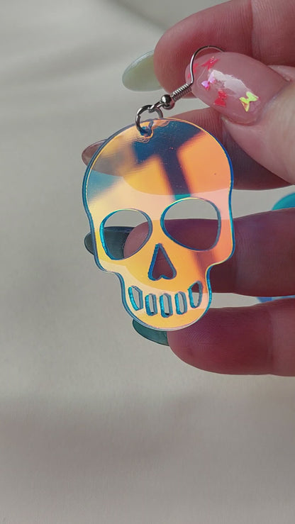 Iridescent Skull Earrings