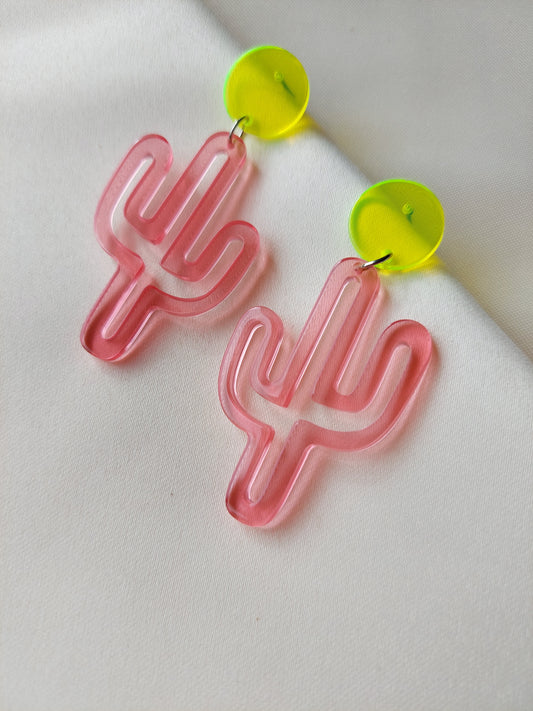 Pink Cactus Earrings