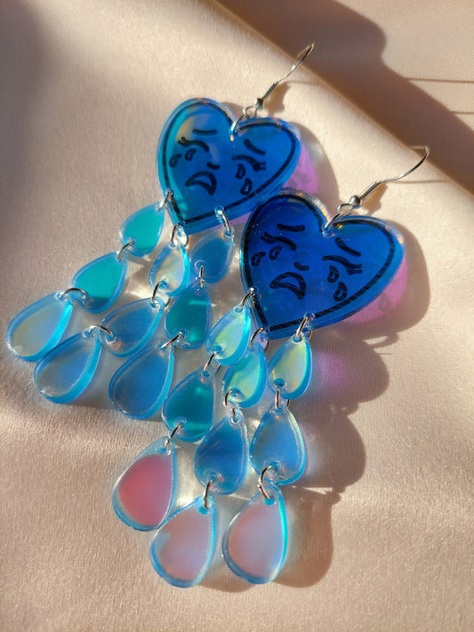 Teary Hearts Iridescent Earrings