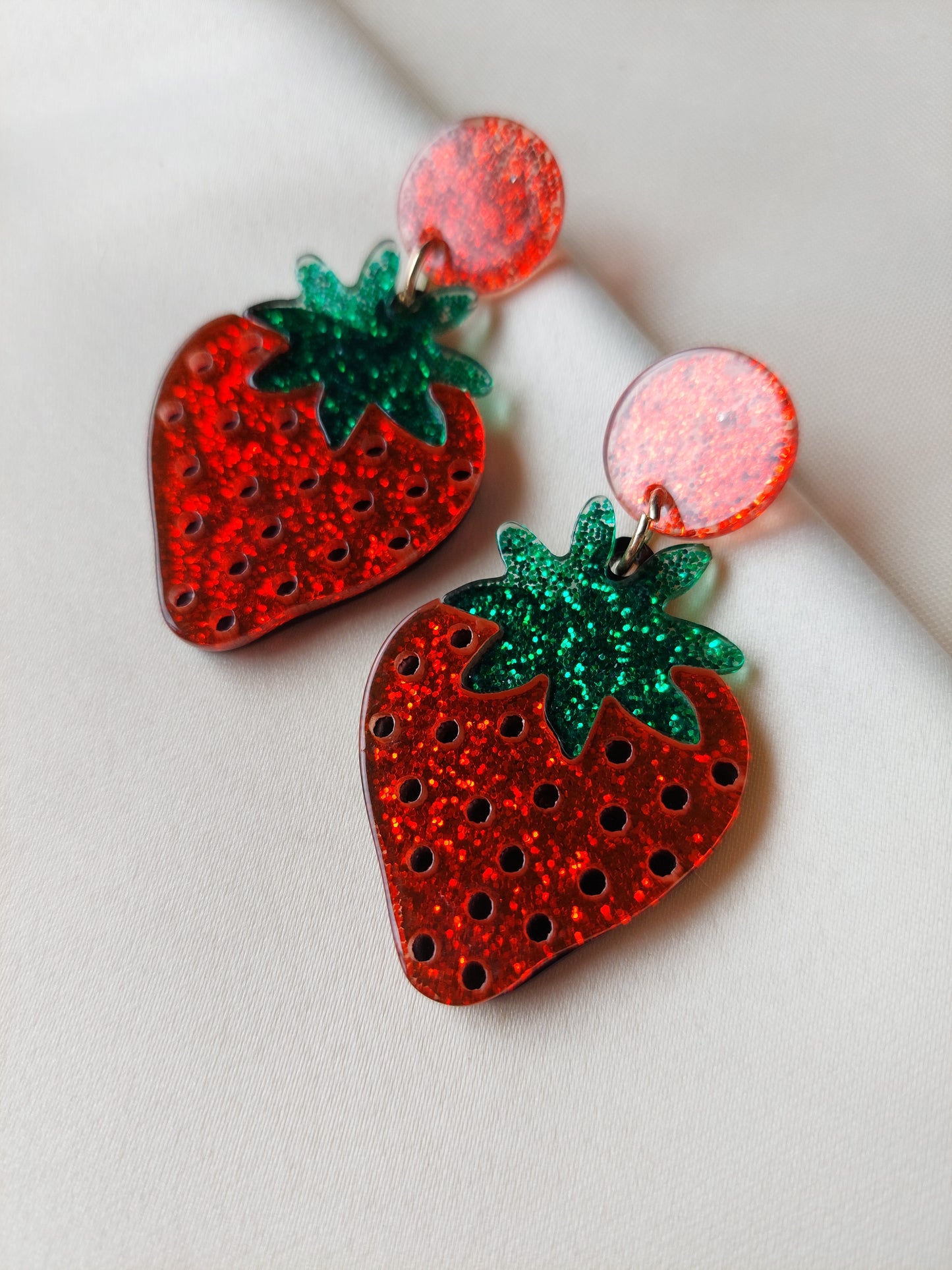 Glitter Strawberry Earrings